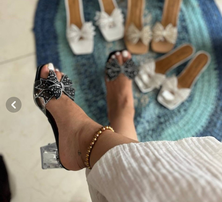 صندل زنانه طلقی مدل Crystal Heel پاشنه ۵ سانتی