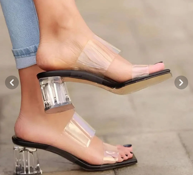 صندل زنانه طلقی مدل Glass Heel پاشنه شیشهای ۵ سانتی باکیفیت