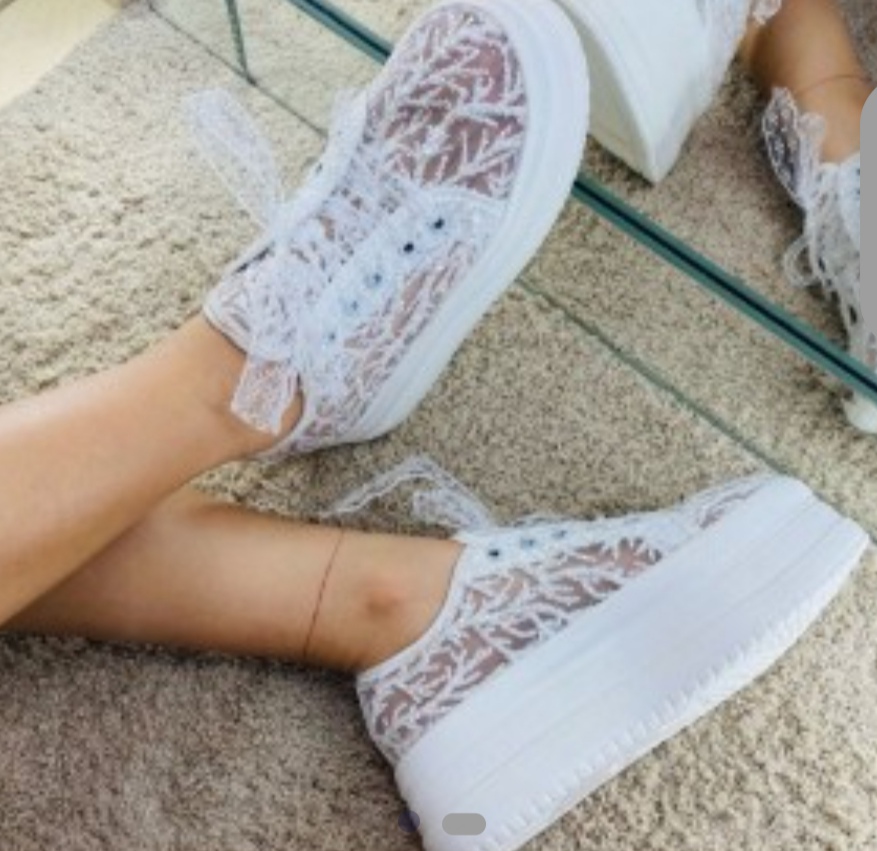 کفش زنانه ونس لژ دار سفید عروس توری